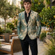Emerald Argus Plume - Verdant Peacock Jacquard Resort Blazer