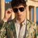 Emerald Argus Plume - Verdant Peacock Jacquard Resort Blazer