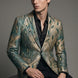 Emerald Argus Plume - Verdant Peacock Jacquard Resort Blazer