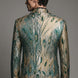 Emerald Argus Plume - Verdant Peacock Jacquard Resort Blazer