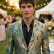 Emerald Argus Plume - Verdant Peacock Jacquard Resort Blazer