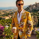 Sicilian Amber Escape - Mustard Floral Resort Blazer