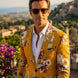 Sicilian Amber Escape - Mustard Floral Resort Blazer