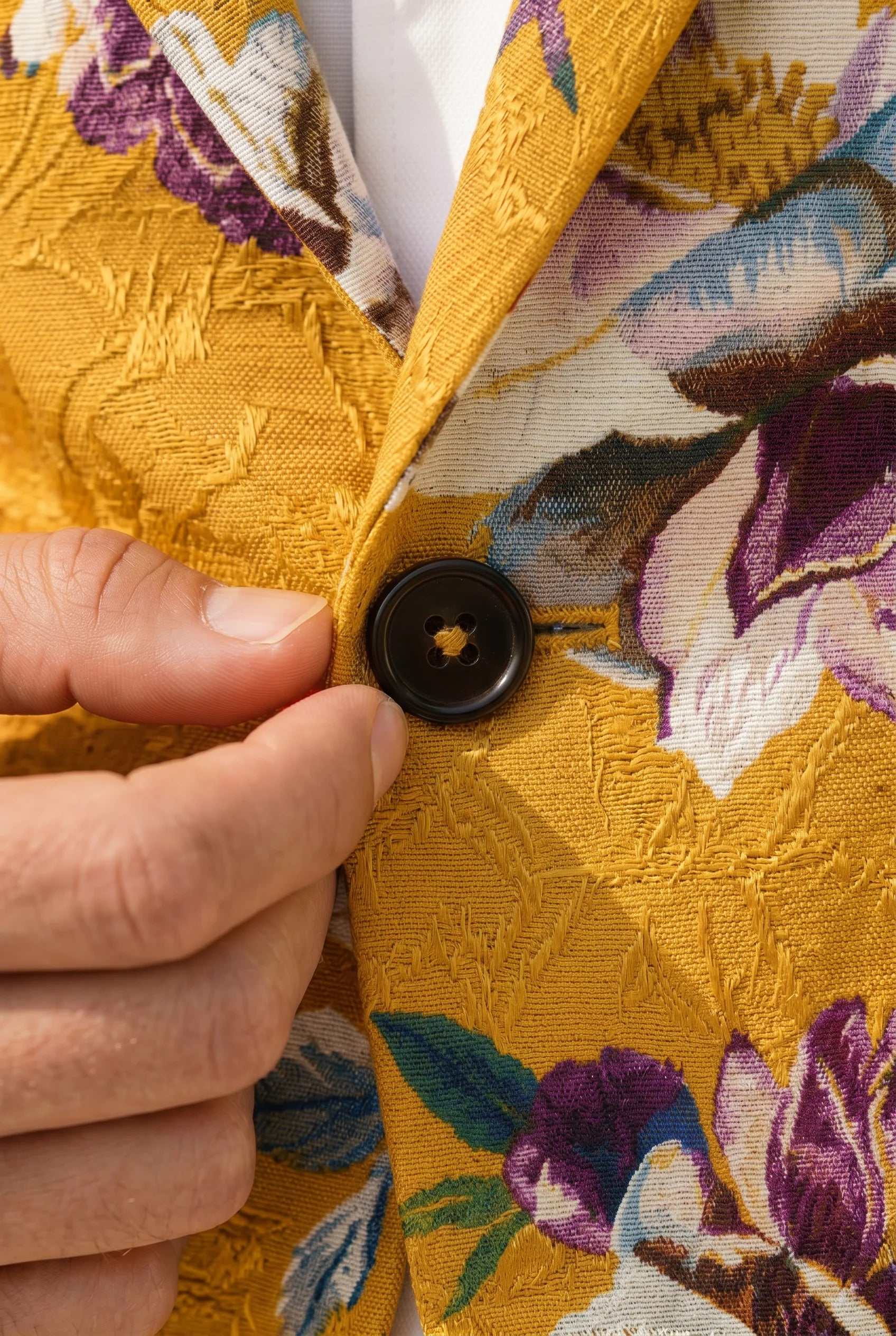 Sicilian Amber Escape - Mustard Floral Resort Blazer