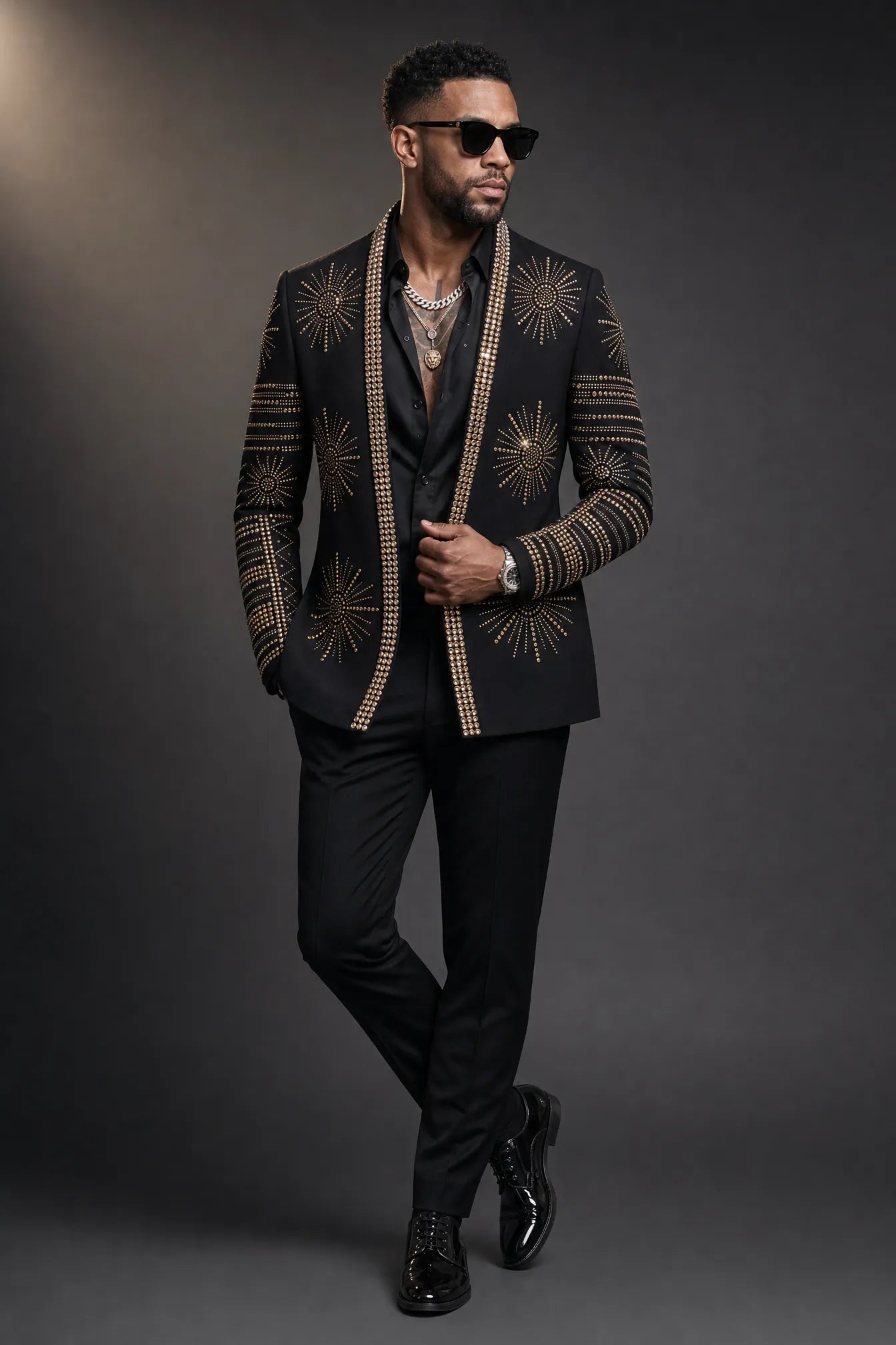 Aten Pharaoh - Black & Gold Sunburst Crystal Dinner Jacket