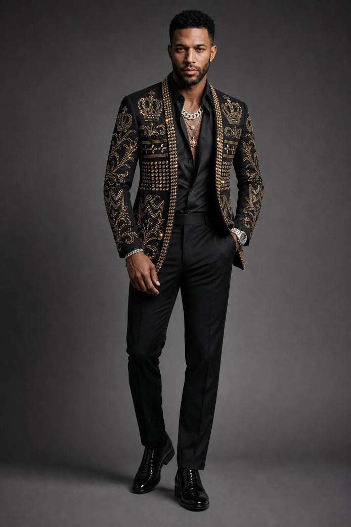 Diadem Pharaoh - Black & Gold Crown Crystal Dinner Jacket