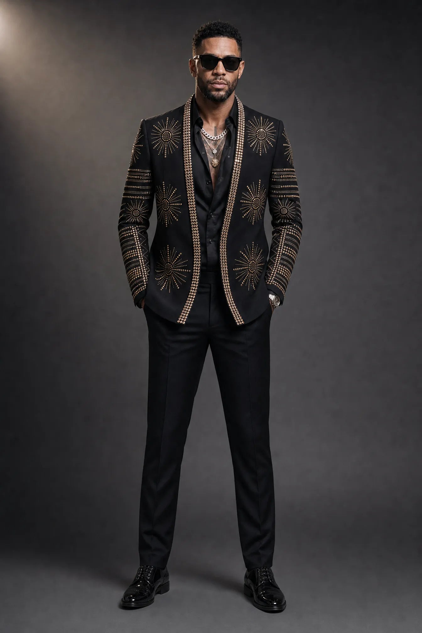 Aten Pharaoh - Black & Gold Sunburst Crystal Dinner Jacket