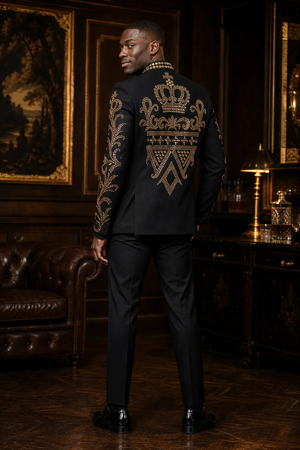Diadem Pharaoh - Black & Gold Crown Crystal Dinner Jacket