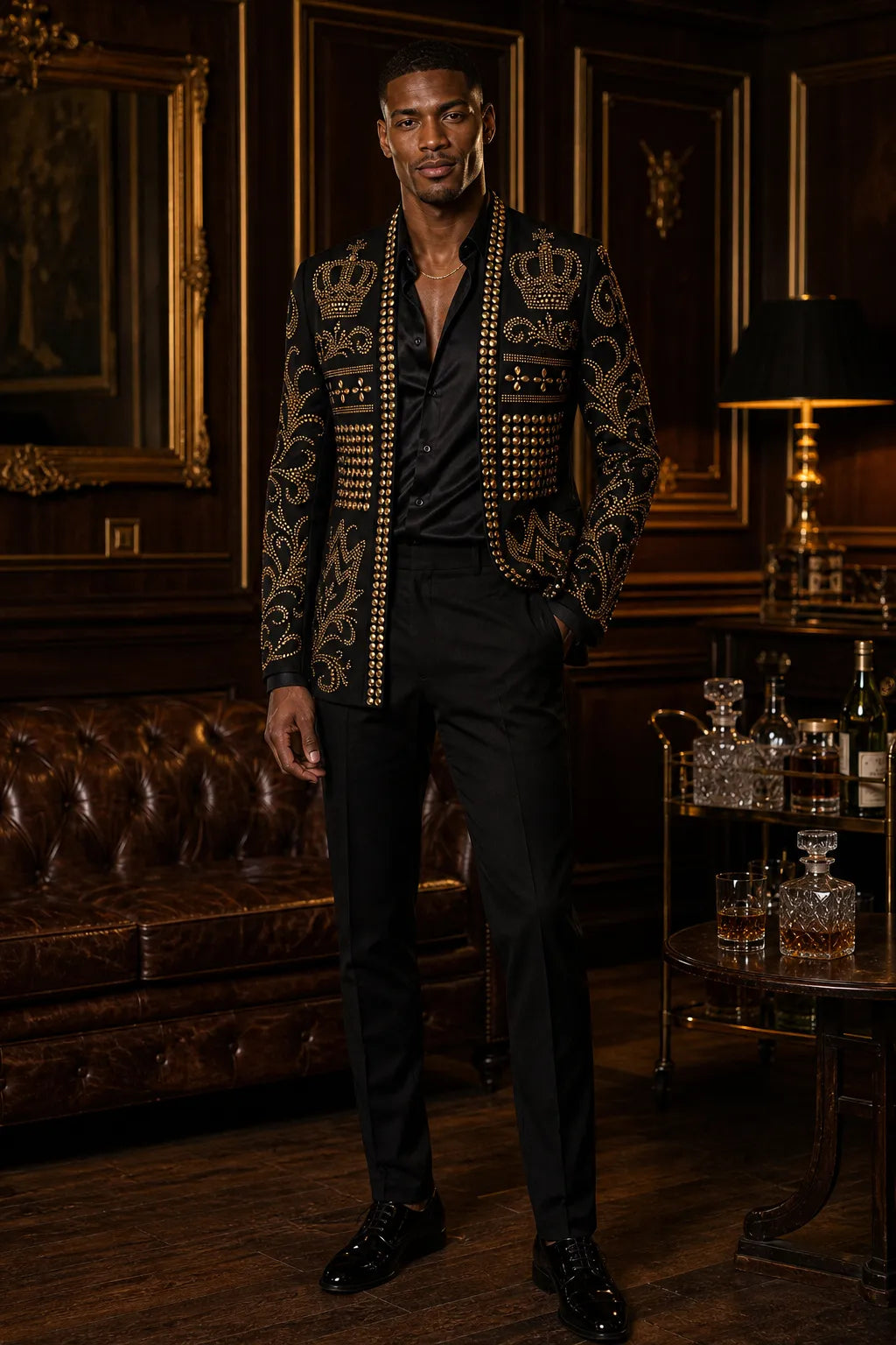Diadem Pharaoh - Black & Gold Crown Crystal Dinner Jacket