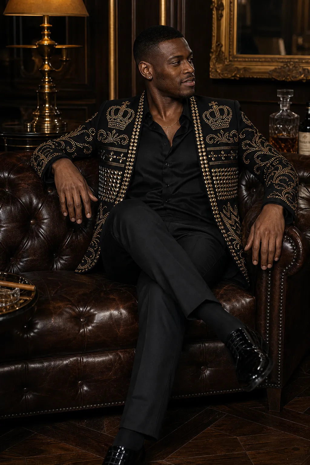 Diadem Pharaoh - Black & Gold Crown Crystal Dinner Jacket