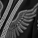 Midnight Aegis - Black & Silver Crystal Wing Dinner Jacket