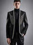Midnight Aegis - Black & Silver Crystal Wing Dinner Jacket