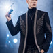 Midnight Aegis - Black & Silver Crystal Wing Dinner Jacket