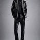 Midnight Aegis - Black & Silver Crystal Wing Dinner Jacket