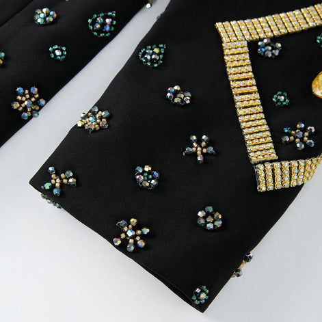 Citrine Aureole - Black & Amber Crystal Statement Blazer