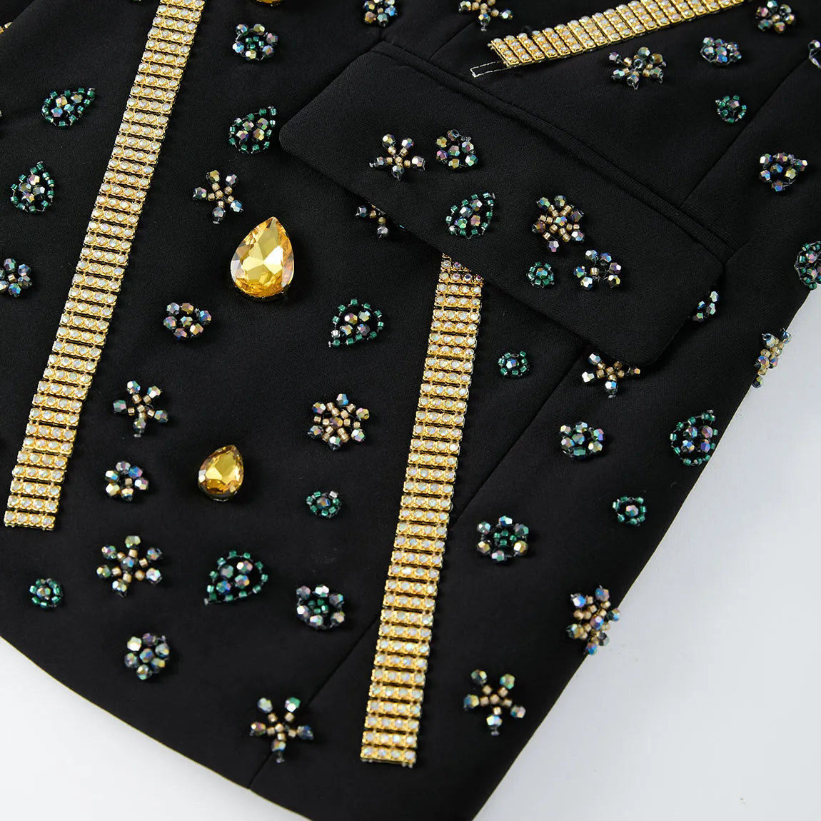 Citrine Aureole - Black & Amber Crystal Statement Blazer