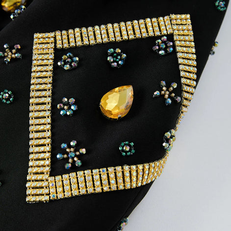 Citrine Aureole - Black & Amber Crystal Statement Blazer