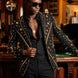 Citrine Aureole - Black & Amber Crystal Statement Blazer