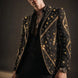 Citrine Aureole - Black & Amber Crystal Statement Blazer