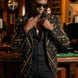 Citrine Aureole - Black & Amber Crystal Statement Blazer