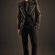 Citrine Aureole - Black & Amber Crystal Statement Blazer