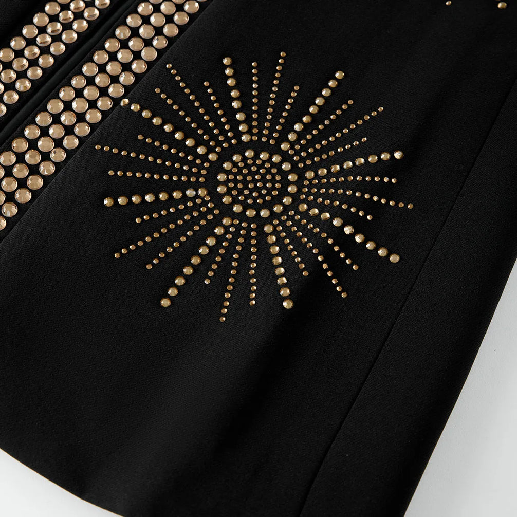 Aten Pharaoh black dinner jacket with gold sunburst crystal detailing - product view 26