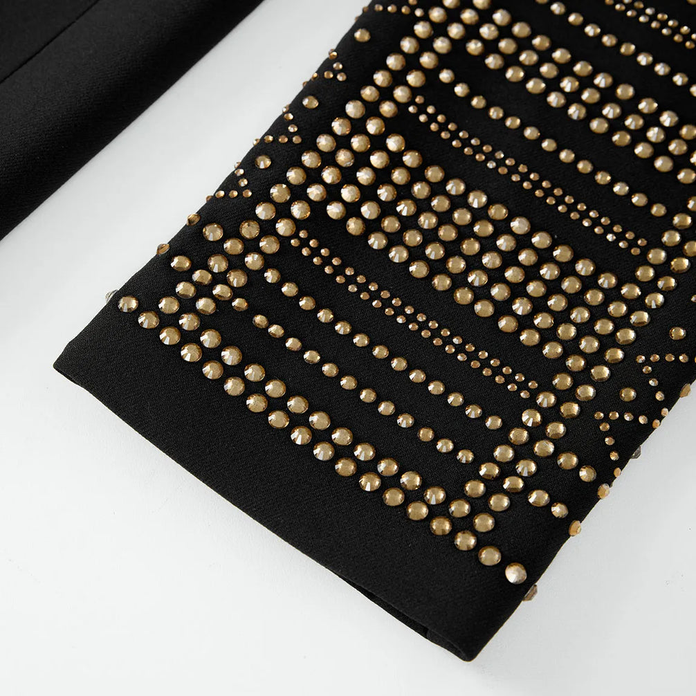 Aten Pharaoh black dinner jacket with gold sunburst crystal detailing - product view 28