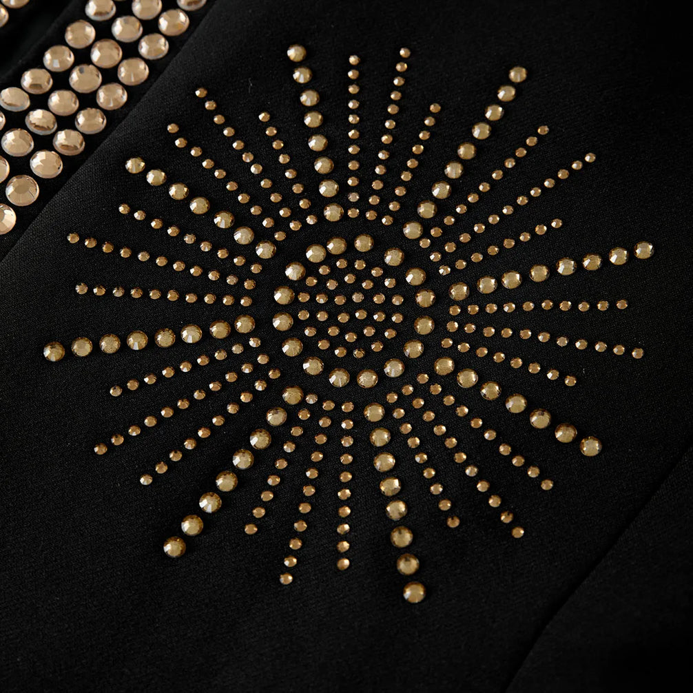 Aten Pharaoh black dinner jacket with gold sunburst crystal detailing - product view 29
