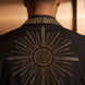 Aten Pharaoh black dinner jacket with gold sunburst crystal detailing - product view 18