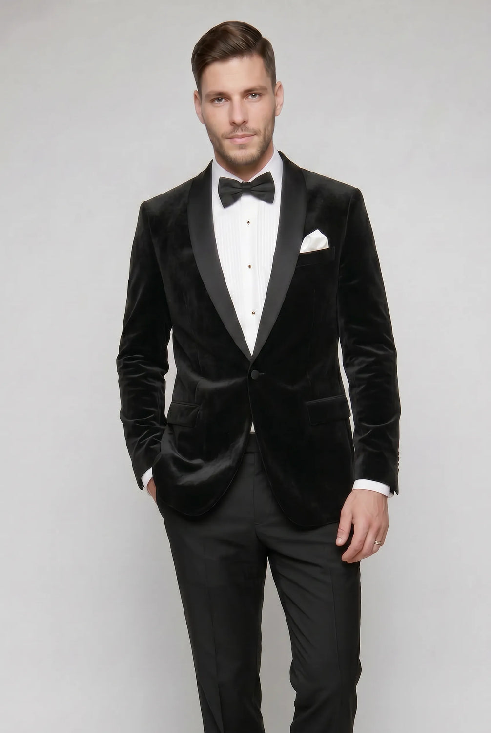 Raven Royale - Black Velvet Shawl Collar Tuxedo Jacket - product view 5 | Nevo Suit