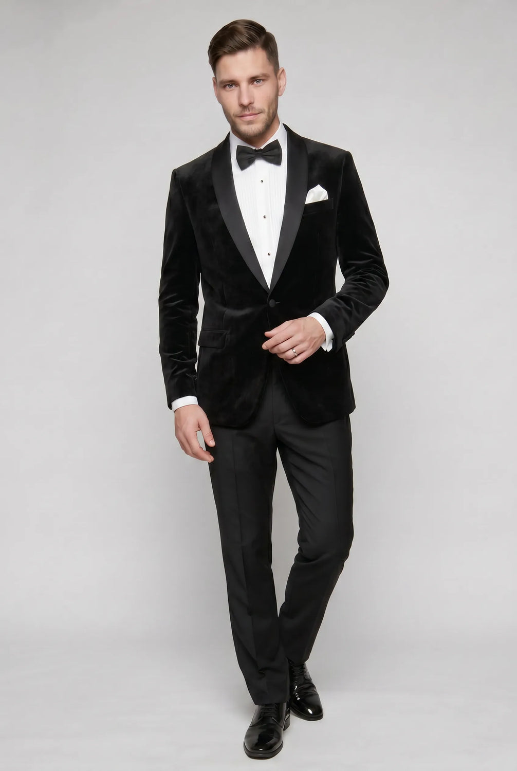 Raven Royale - Black Velvet Shawl Collar Tuxedo Jacket - product view 4 | Nevo Suit