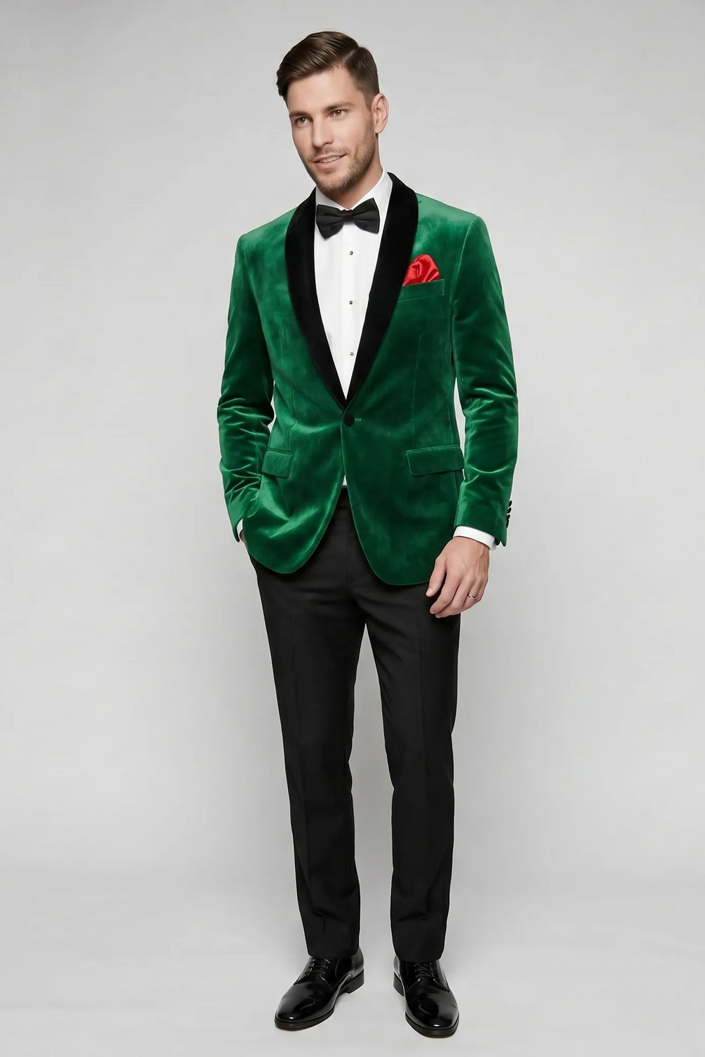 Viridian Royale - Emerald Green Velvet Shawl Collar Tuxedo Jacket - product view 11 | Nevo Suit