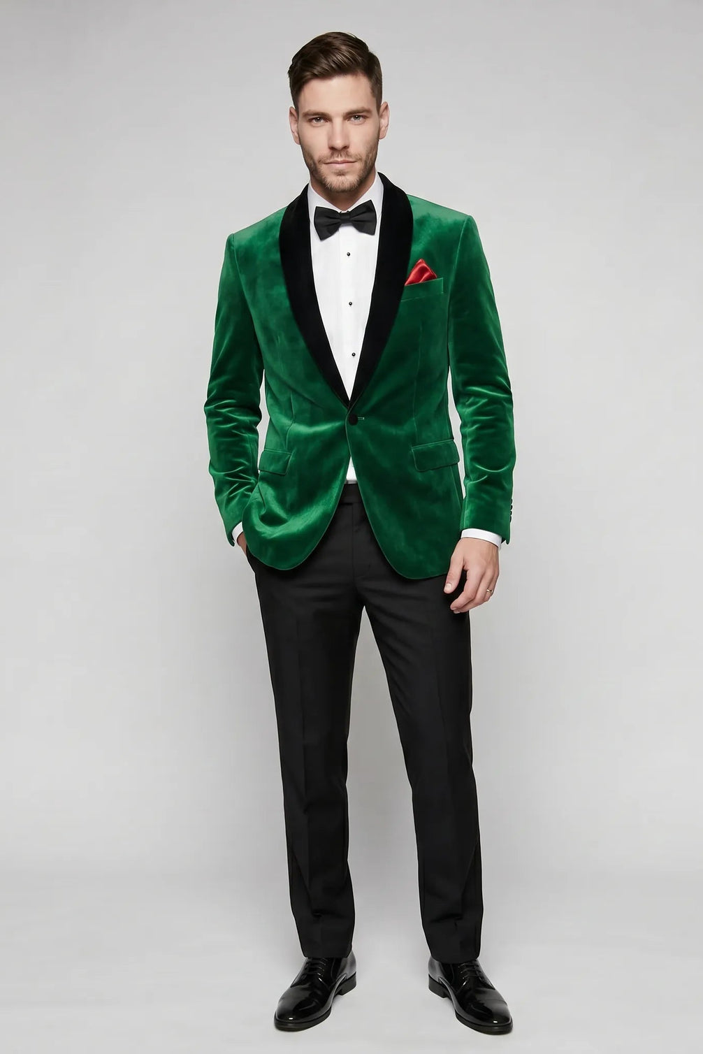 Viridian Royale - Emerald Green Velvet Shawl Collar Tuxedo Jacket - product view 10 | Nevo Suit