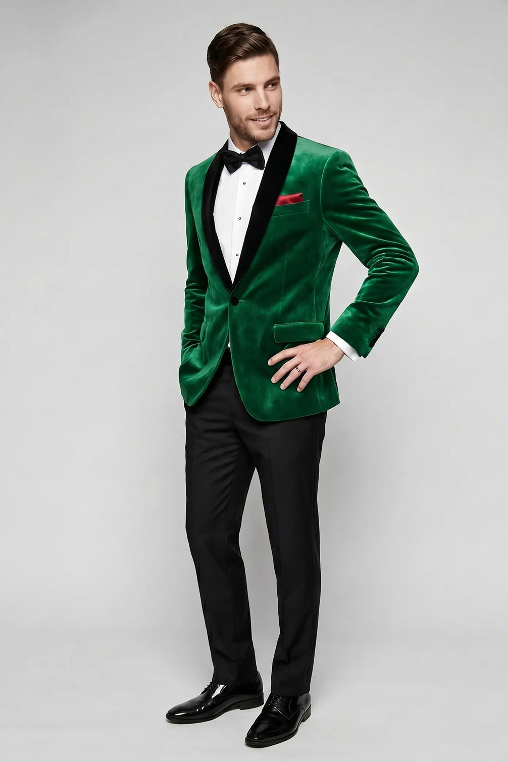 Viridian Royale - Emerald Green Velvet Shawl Collar Tuxedo Jacket - product view 8 | Nevo Suit