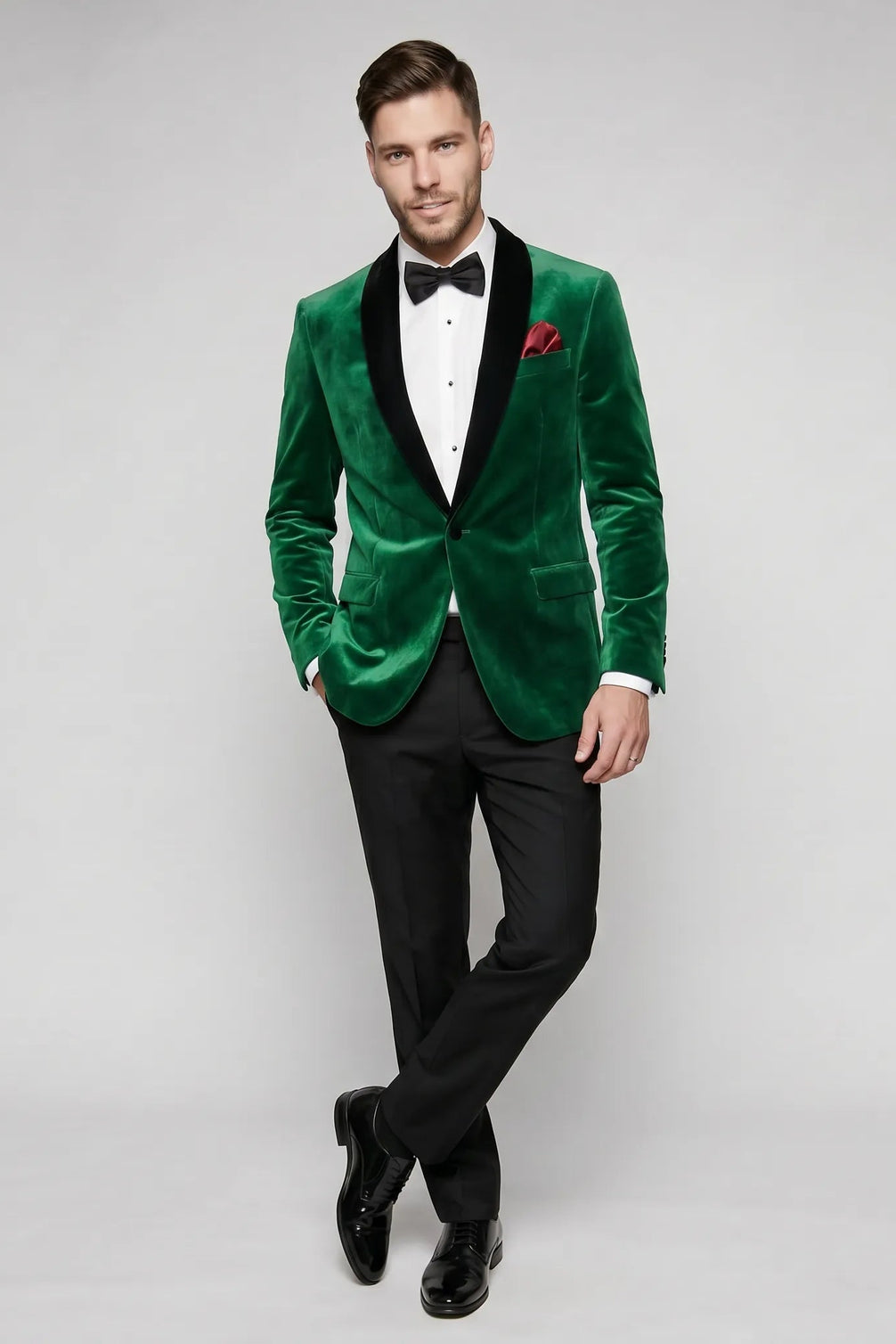 Viridian Royale - Emerald Green Velvet Shawl Collar Tuxedo Jacket - product view 7 | Nevo Suit