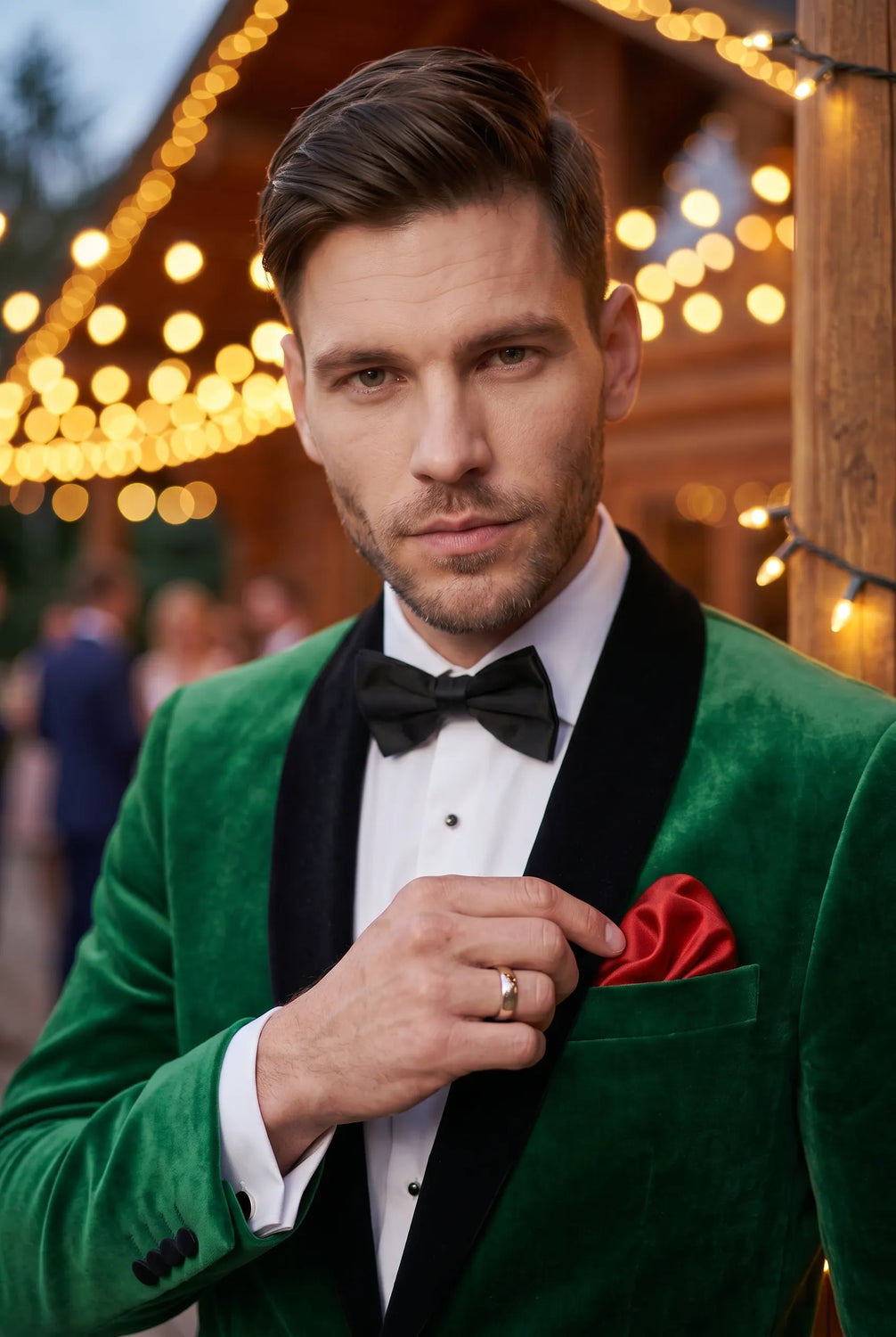 Viridian Royale - Emerald Green Velvet Shawl Collar Tuxedo Jacket - product view 5 | Nevo Suit