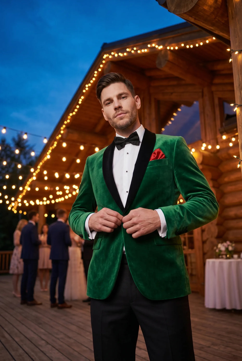 Viridian Royale - Emerald Green Velvet Shawl Collar Tuxedo Jacket - product view 6 | Nevo Suit
