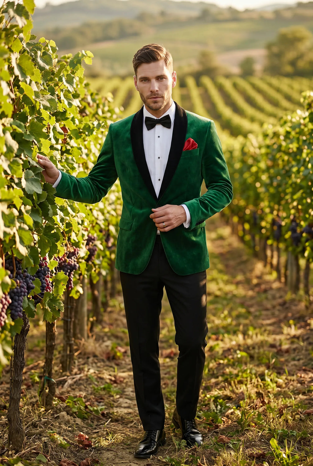 Viridian Royale - Emerald Green Velvet Shawl Collar Tuxedo Jacket - product view 2 | Nevo Suit