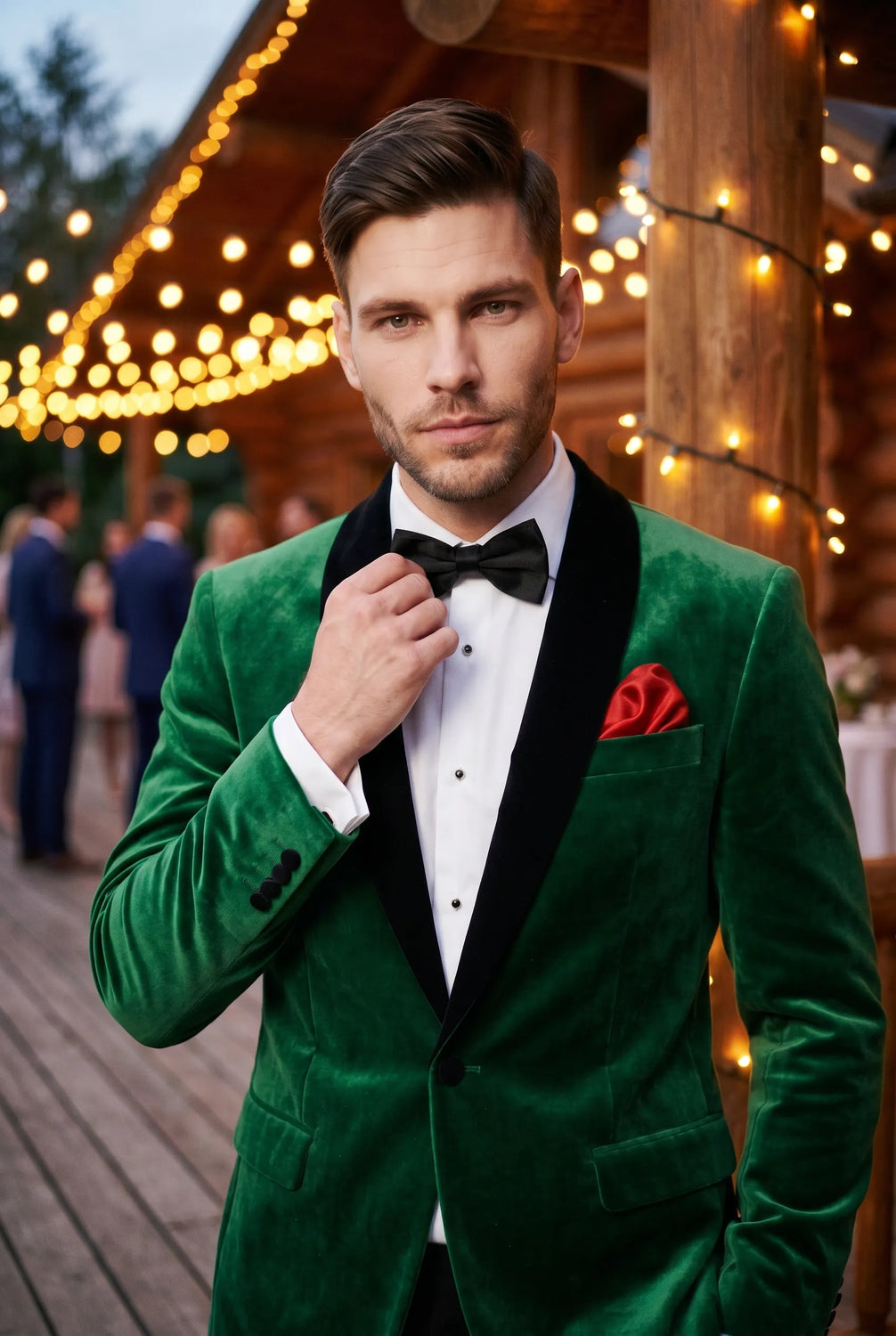 Viridian Royale - Emerald Green Velvet Shawl Collar Tuxedo Jacket - product view 4 | Nevo Suit