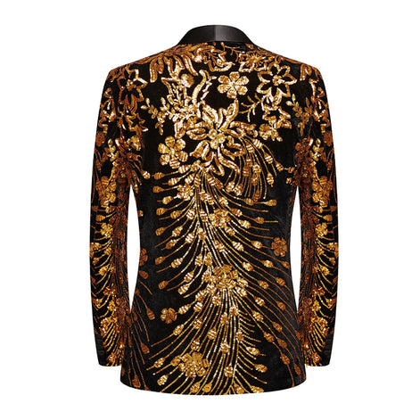 Oriel Crest - Gold Plume Sequin Statement Jacket