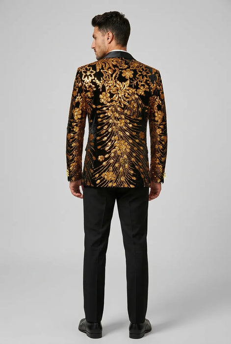 Oriel Crest - Gold Plume Sequin Statement Jacket