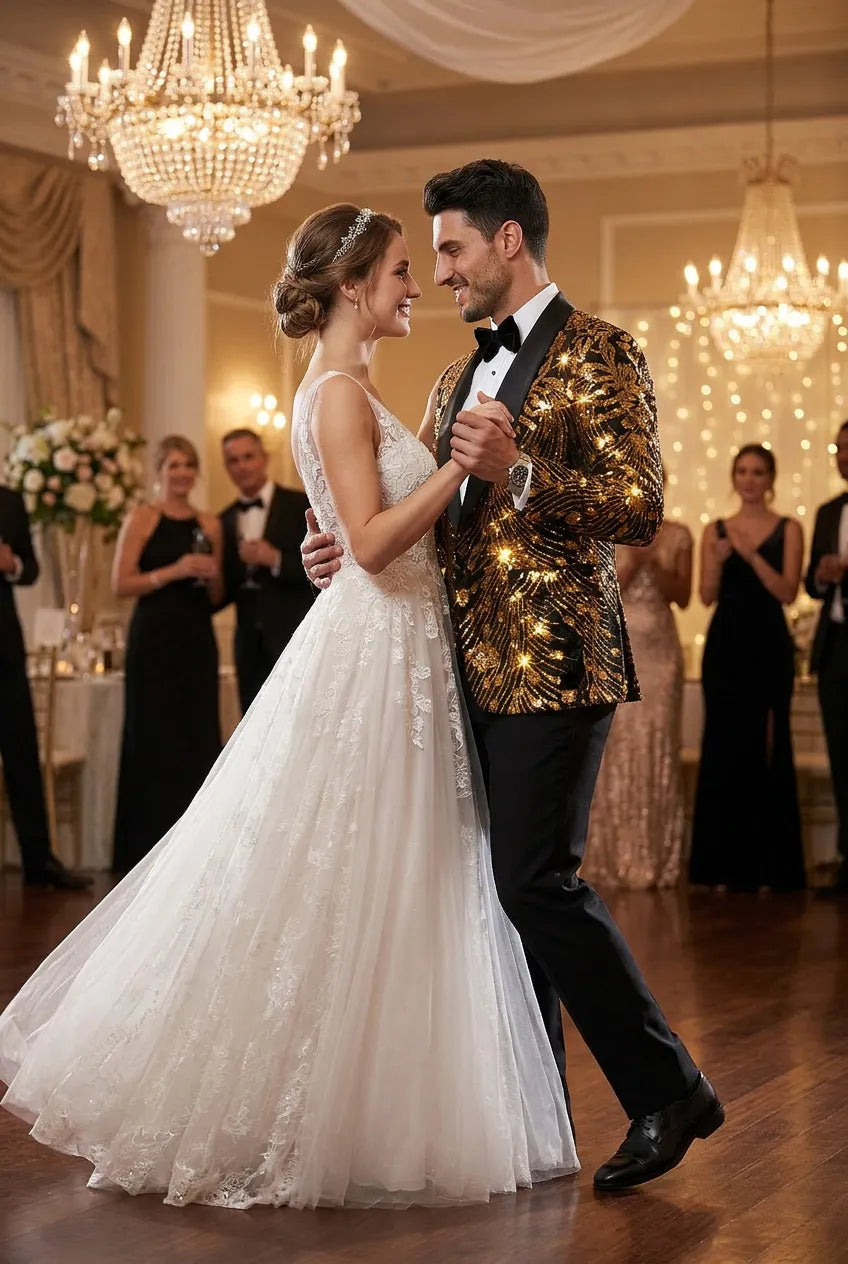 Oriel Crest - Gold Plume Sequin Statement Jacket