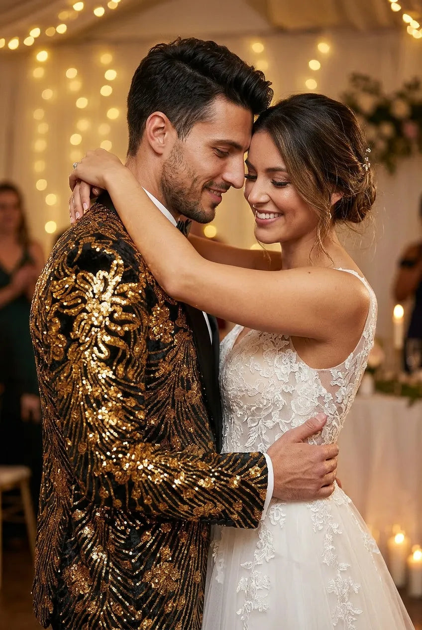 Oriel Crest - Gold Plume Sequin Statement Jacket