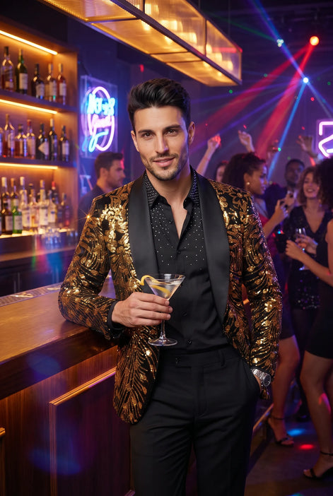 Oriel Crest - Gold Plume Sequin Statement Jacket