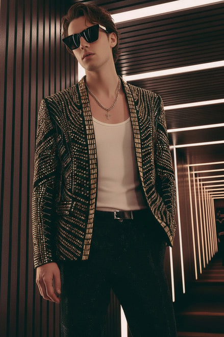 The Gilded Pharaoh - Obsidian & Gold Imperial Crystal Dinner Jacket