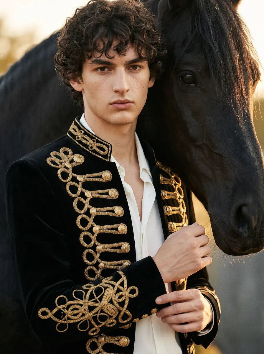Magnus Regalia - Gold Braided Velvet 2-Piece Tuxedo - product image 4 | Nevo Suit