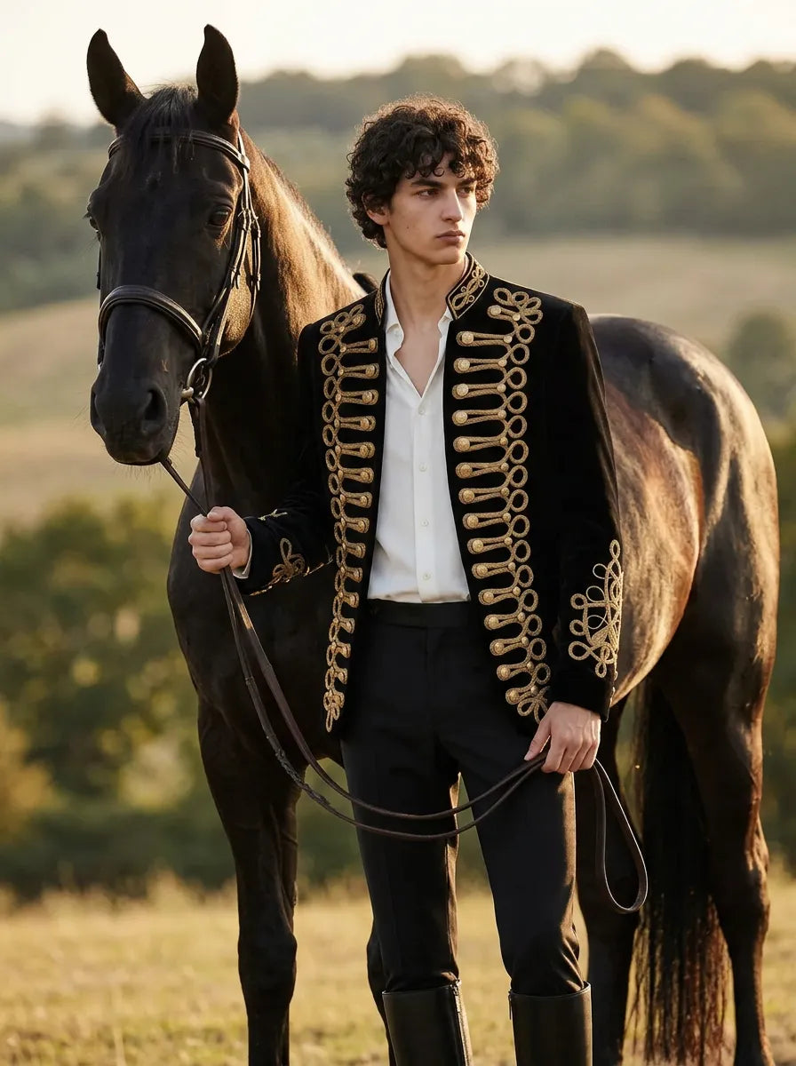 Magnus Regalia - Gold Braided Velvet 2-Piece Tuxedo - product image 3 | Nevo Suit
