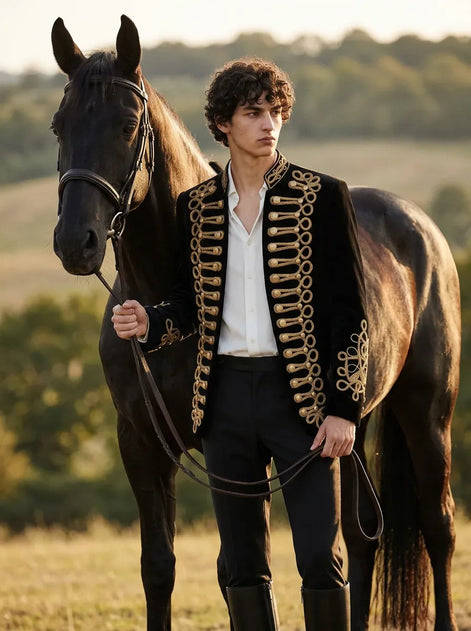 Magnus Regalia - Gold Braided Velvet 2-Piece Tuxedo