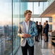 Astral Synthesis - Silver & Blue Asymmetric Sequin Statement Jacket