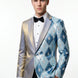 Astral Synthesis - Silver & Blue Asymmetric Sequin Statement Jacket